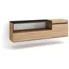 Image de Meuble tv effet bois de chêne et noir 150x35x45cm suspendu