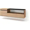 Image de Meuble tv effet bois de chêne et noir 150x35x45cm suspendu
