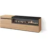 Image de Meuble tv effet bois de chêne et noir 150x35x45cm cheminée effet feu