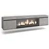 Image de Meuble tv effet bois ciment 208x35x45cm cheminée effet feu XXL