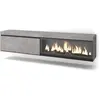 Image de Meuble tv effet bois ciment 208x35x45cm cheminée effet feu XXL