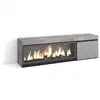 Image de Meuble tv effet bois ciment 158x35x45cm cheminée effet feu XXL