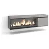 Image de Meuble tv effet bois ciment 158x35x45cm cheminée effet feu XXL