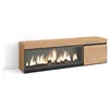 Image de Meuble tv effet bois de chêne 158x35x45cm cheminée effet feu XXL
