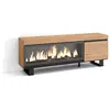 Image de Meuble tv effet bois de chêne 158x35x57cm cheminée effet feu XXL