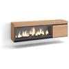 Image de Meuble tv effet bois de chêne 158x35x45cm cheminée effet feu XXL