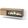 Image de Meuble tv effet bois de chêne 158x35x45cm cheminée effet feu XXL