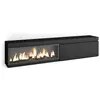 Image de Meuble tv effet bois noir 208x35x45cm cheminée effet feu XXL