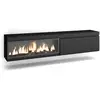 Image de Meuble tv effet bois noir 208x35x45cm cheminée effet feu XXL