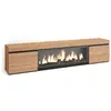 Image de Meuble tv effet bois de chêne 208x35x45cm cheminée effet feu XXL