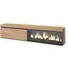 Image de Meuble tv effet bois chêne 208x35x45cm cheminée effet feu xxl