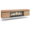 Image de Meuble tv effet bois de chêne 208x35x45cm cheminée effet feu XXL