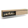 Image de Meuble tv effet bois de chêne 237x35x45cm cheminée effet feu XXL