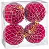 Image de Set de 4 boules de noël rouges mousse - 8cm