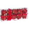 Image de Set de 10 boules de Noël rouges pommes de pin 6cm