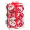 Image de Set de 12 boules de Noël rouges et blanches étoiles 6cm