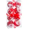 Image de Set de 8 boules de noël rouges et blanches étoiles - 8cm
