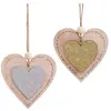 Image de Décorations de Noël en bois coeurs 10x10cm - Lot de 2