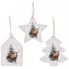 Image de Décoration sapin de noël en bois cerf et sapin - set de 3