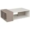 Image de Table basse 2 niveaux avec 3 niches de rangement marron