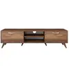 Image de Meuble tv, 2 portes rabattables - l180 cm - effet bois foncé