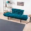 Image de Banquette convertible 155×70×85 cm en microfibre bleu pétrole - tabi