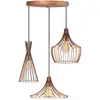 Image de Suspension filaire 3 lampes saccade d55cm métal noir et or rose