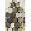 Image de Tapis motif cercles vintage vert/gris pour salon, chambre 170x120