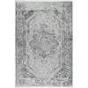 Image de Tapis vintage bohème à poils ras et franges gris bleu beige 190x130