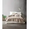 Image de Parure housse de couette 100% coton unie crème + 2 taies 240x220 cm