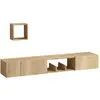 Image de Meuble tv suspendu 1 niche 3 portes décor chêne saphir - l180 cm