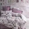 Image de Parure housse de lit 100% coton motif carreaux + 2 taies 240x220 cm