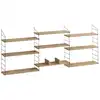 Image de Etagère murale suspendue 9 tablettes décor chêne - l216 cm