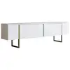 Image de Meuble tv 2 portes rabattables l180 cm - blanc et or