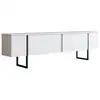 Image de Meuble tv 2 portes rabattables l180 cm - blanc et noir