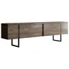 Image de Meuble tv 2 portes rabattables l180 cm - noyer et noir