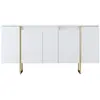 Image de Buffet avec étagères 4 portes L160 cm - Blanc et or