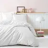 Image de Parure housse de couette satin de coton unie blanc 240x220 cm