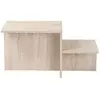Image de Table basse 2 niveaux l77 cm - effet travertin
