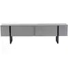 Image de Meuble TV 2 portes abattantes L180 cm - Gris et Noir