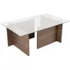 Image de Table basse avec plateau en verre l105 cm - noyer