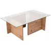 Image de Table basse avec plateau en verre l105 cm - effet pin atlantique