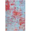 Image de Tapis tissé extra plat bleu et rouge brique 120x170