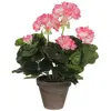 Image de Géranium plante artificielle rose et blanc en pot H34