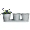 Image de Set 3 pots fleur zinc gris