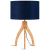 Image de Lampe tripode bambou et lin naturel bleu H54cm