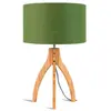 Image de Lampe tripode bambou et lin naturel vert H54cm