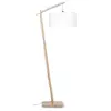 Image de Lampadaire bambou et lin naturel blanc H176cm