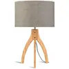 Image de Lampe tripode bambou et lin naturel gris H54cm