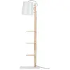 Image de Lampadaire avec étagères métal/bois blanc H168cm